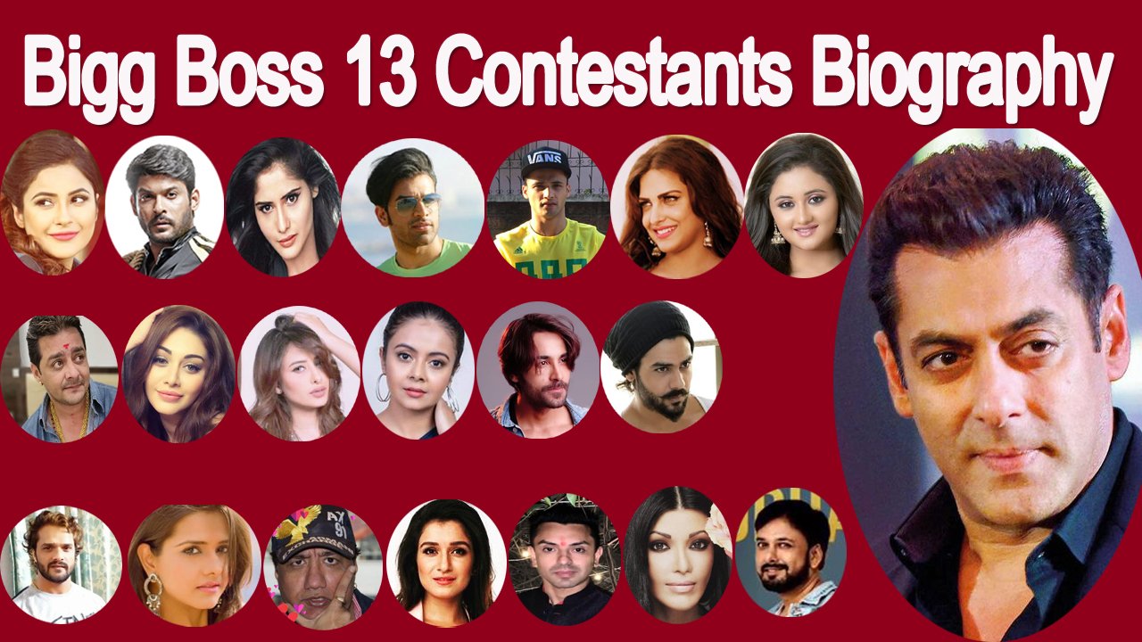 Bigg boss 13 Contestants Biography,Name and age,Biodata,family,lifestyle,salman khan,Sidharth Shukla,Shehnaz Gill,Paras Chhabra,Asim Riaz,Himanshi Khurana